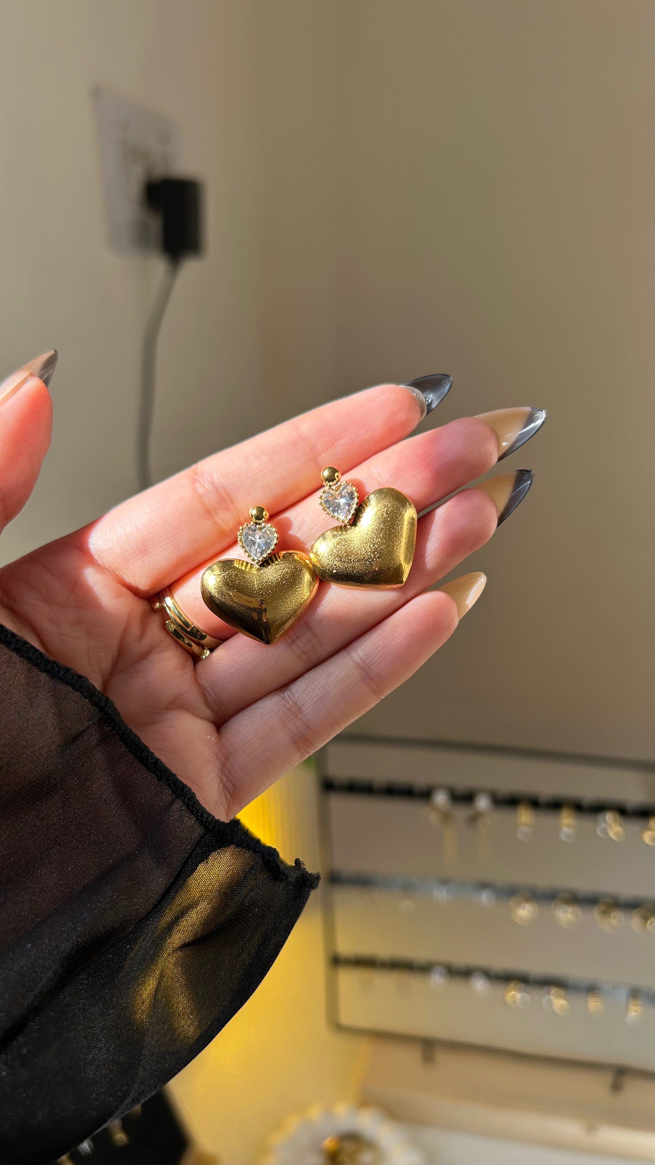 Domed Heart Earrings