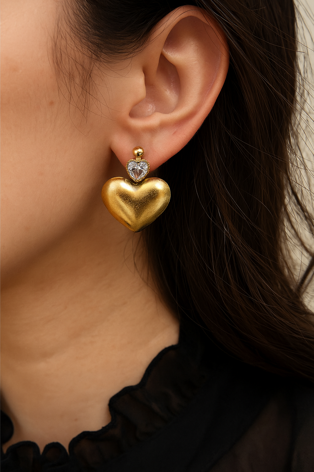 Domed Heart Earrings