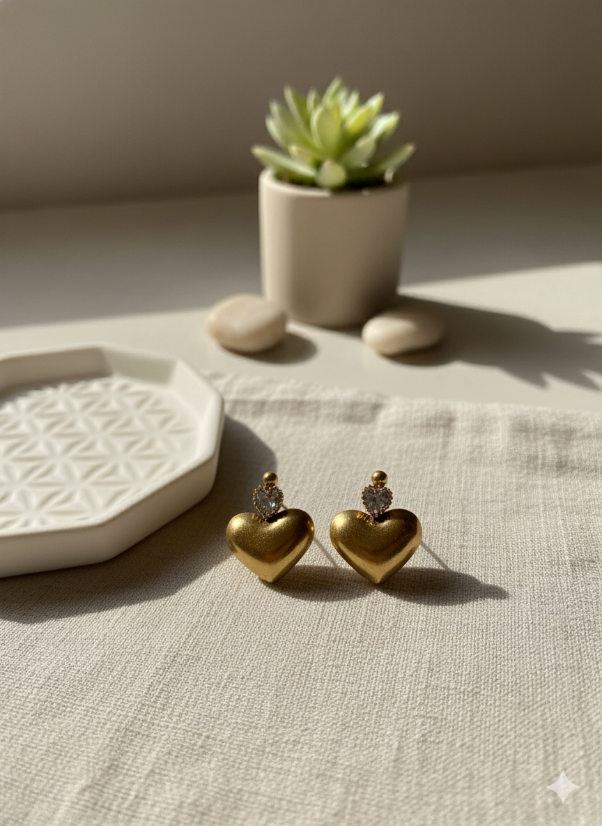 Domed Heart Earrings