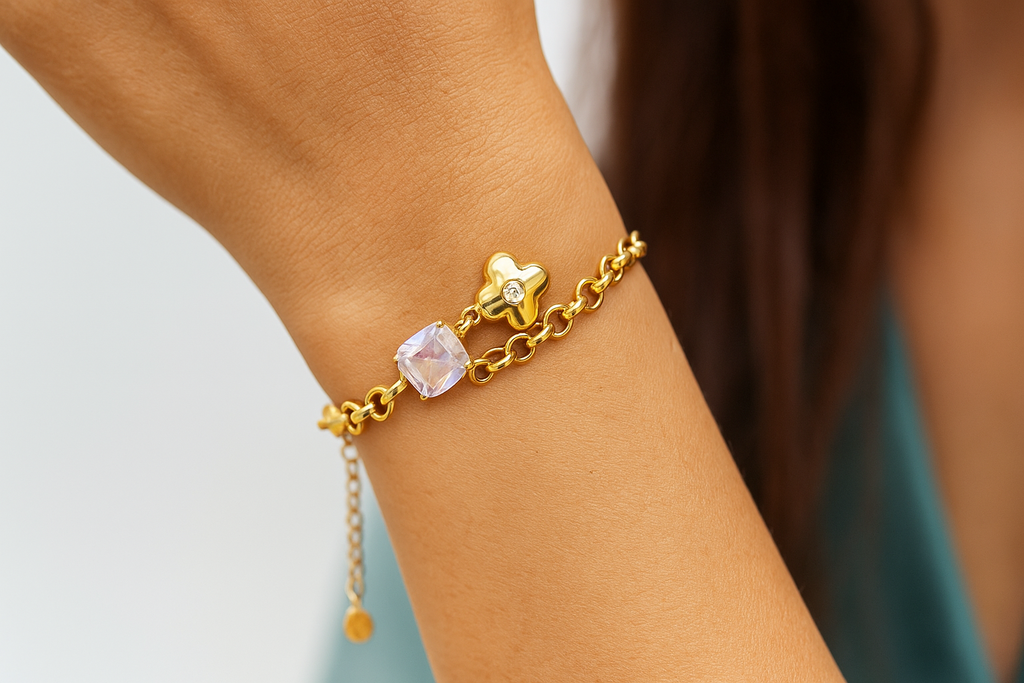 Two Charm Gold Bracelet